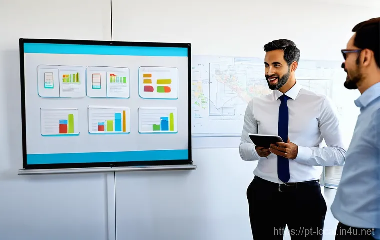 지방공무원 승진을 위한 자기계발법 - **Prompt:** A dynamic, well-lit image of a modern Portuguese public administration office. In the fo...